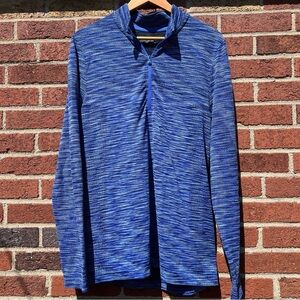 UNDER ARMOUR Mens 1/4 Zip Fitted Pullover Long Sleeve Blue HeatGear Size Large